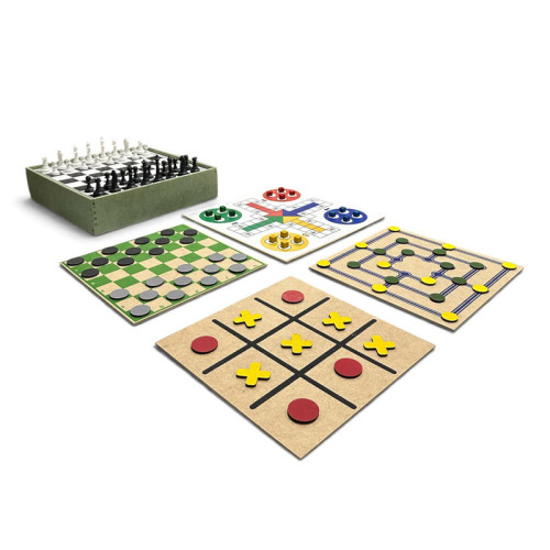 Jogo 5 em 1 Tabuleiros de Mesa MDF