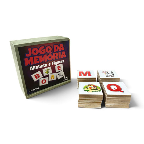 Jogo Memória Iniciais/Figuras 52pcs MDF