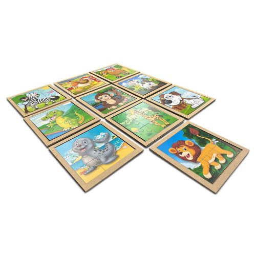 Jogo Quebra Cabeça Animais 10pcs MDF