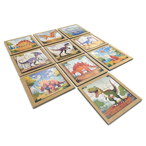 Jogo Quebra Cabeça Dinossauros 10pcs MDF