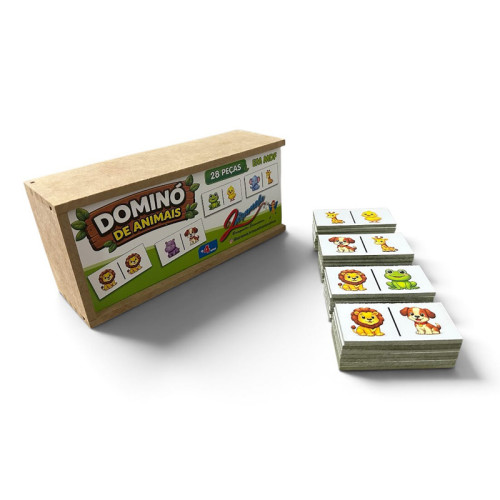 Jogo Dominó Animais 28pcs MDF