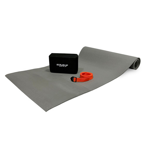 Kit Yoga c/Tapete Fita e Bloco